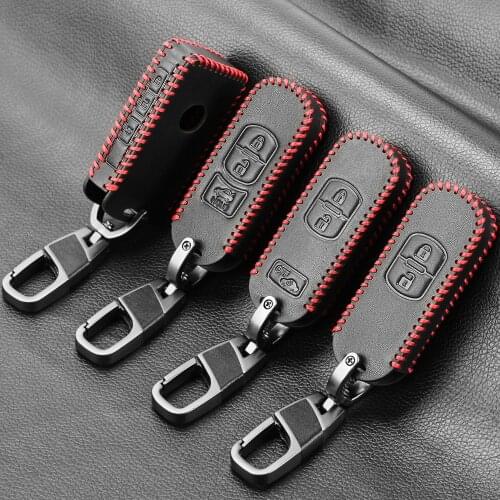 Leather Car Remote Key Case Cover For Mazda 2 3 6 Axela Atenza CX-5 CX5 CX-7 CX-9 2014 2015 2016 2017 Smart 2/3 Buttons