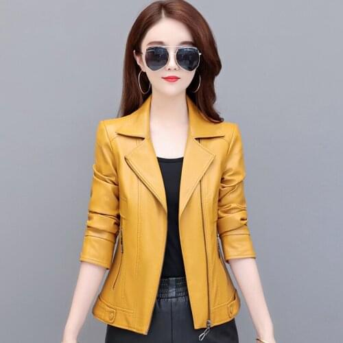 Large Size 4XL PU Leather Clothing Female New 2021 Autumn Women Leather Coat Short Slim Spring Motorcycle Jacket Women Coats