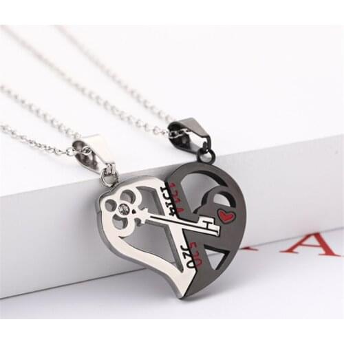 2Pcs Fashion Best Friend Couple Pendant Necklace Broken Heart Women Men Gift Friendship Jewelry Korea Key Locket Necklace