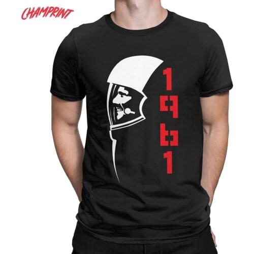 Men Yuri Gagarin USSR Cosmonaut T Shirts Soviet Union Astronaut CCCP Cotton Tops Short Sleeve Tee Shirt Graphic Printed T-Shirts