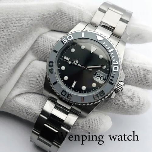 Bliger 40mm Mens Top Classic Mechanical Watch Sapphire Crystal Ceramic Bezel Gray Dial 24 Jewels NH35 Movement Automatic Watch