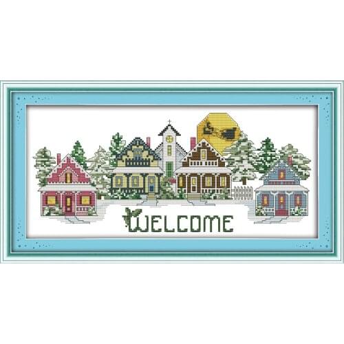 Everlasting Love Welcome Chinese Cross Stitch Kits Ecological Cotton 11CT 14CT Stamped DIY Christmas Decorations For Home Gift