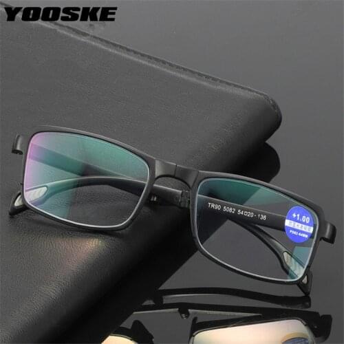 YOOSKE TR90 Reading Glasses Women Men Anti Blue Light Folding Presbyopia Eyeglasses Hyperopia Eyewear +1.5 2.0 2.5 3.0 with Box