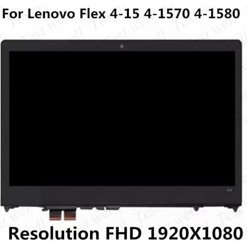 Original For Lenovo Yoga Flex 4-15 4-1570 4-1580 80VC 80SB0004US 15.6" FHD LCD Touch Screen Digitizer Assembly with Bezel