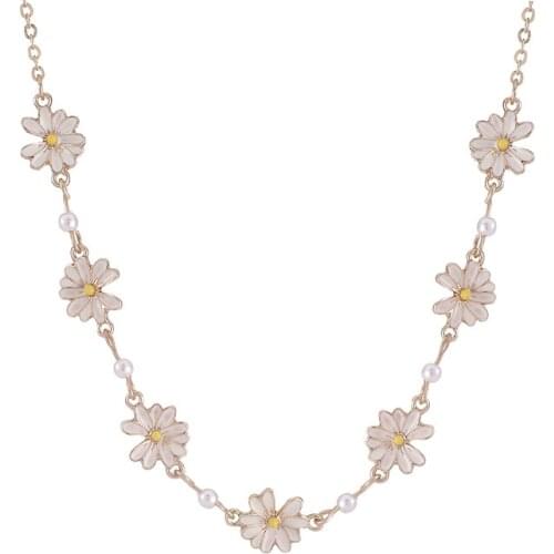 Raza Sweet And Fresh Daisy Flower Necklace Bracelet Temperament Simple Niche Design Short Clavicle Chain Accessories
