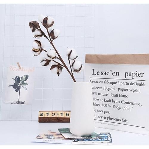 10 Head Natural Cotton Sticks Artificial Flower Farmhouse Style Floral Decor for Wreath Garland Home Party Decoration