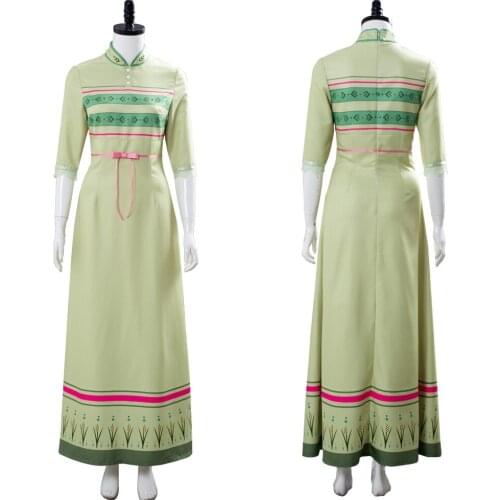 Fast Delivery Anime Anna Dress Cosplay Costume Bedroom Nightgown Green Gown women autumn winter long sweater dress Xmas gift