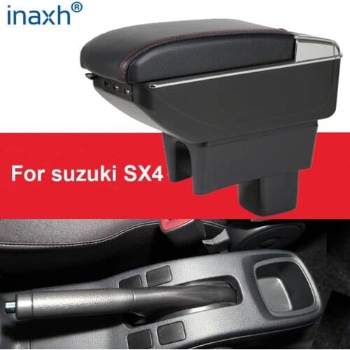 For suzuki SX4 Armrest car armrest box car accessories central storage box modification with USB LED light Retrofit parts
