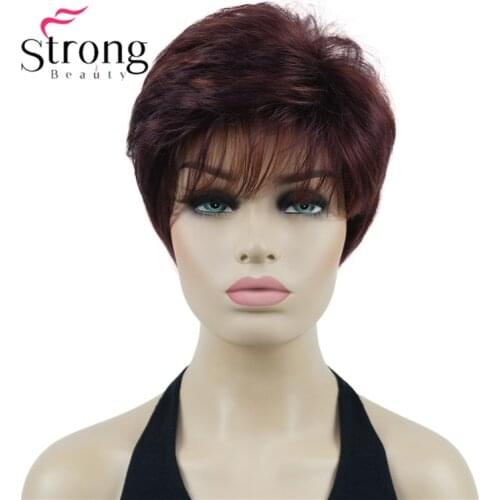 StrongBeauty Short Cut Blonde Highlighted Heat Ok Fluffy Full Full Synthetic Wig for women