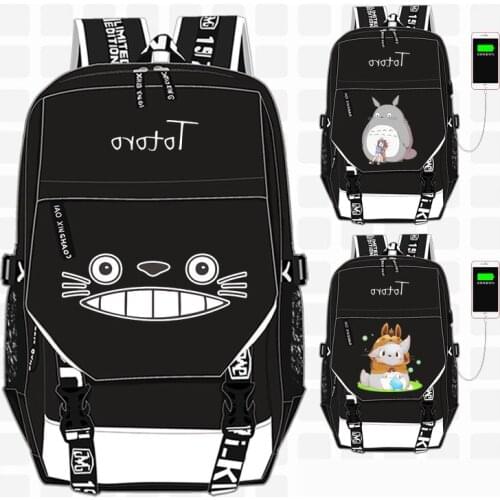 Anime Totoro My Neighbor Cat USB Backpack School Bag Wo Men Travel Bags Cosplay Kids Teens Student School Bags Bookbag Gift
