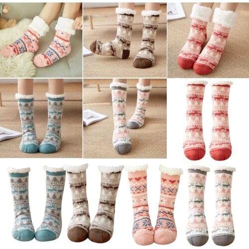 Warm Soft Fuzzy Slipper Sock Winter Casual Home Sleeping Cozy Socks for Women Christmas Xmas Gift Indoor One Size