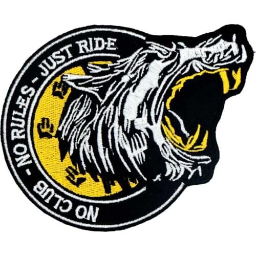 No club wolf Embroidered punk biker Patches Clothes Stickers Apparel Accessories Badge