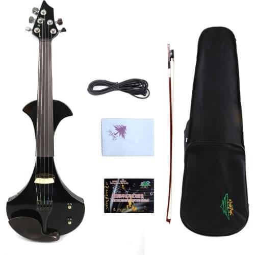 Yinfente 5String Left-hand Black Electronic violin 4/4 Handmade Sweet Sound Free Case+Bow Cable#EV24
