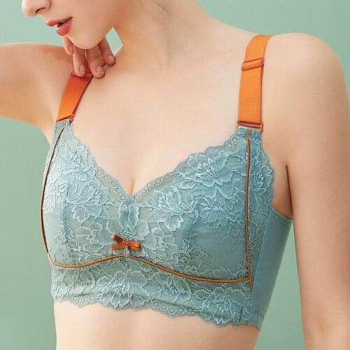 Women Full Coverage Wire Free Flower Lace Bra 34 36 38 40 42 B C D E F