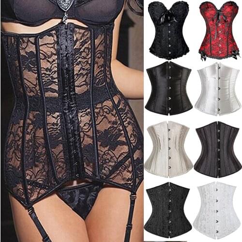 Woman Lace Underbust Waist Trainer Corset Corselet Black Plus Size S-6XL Body Shaper Waist Cinchers Control Corsets and Bustiers