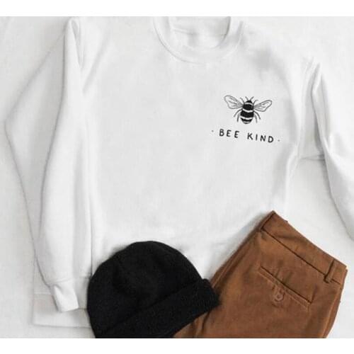 90S Bee Kind Full Long Sleeve Girl Top Shirt Fashion Crewneck Female Plus Size Pullover Cotton Women Sweatshirt Drop Shipping