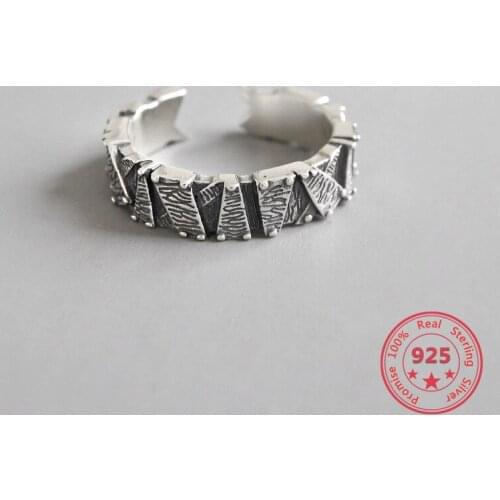 European American Style 100% 925 Sterling Silver Rings Simple Retro Vintage Personality Open Rings Women Jewelry