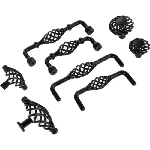 1x Black Spiral Birdcage Arts Furniture Hardware Handles Kitchen Cabinets Door Knobs Drawer Wardrobe Dresser Cabinet Pull Knob