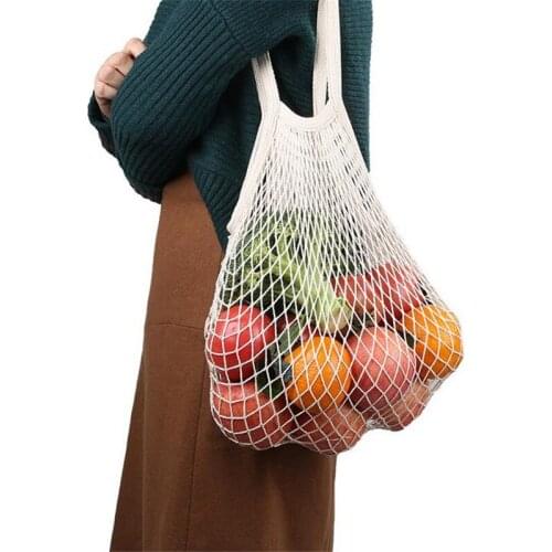 1PC Foldable Large Cotton Totes Shopping Bags Mesh Net String Shopping Bag Reusable Shopping bags Fruit Storage Handbag 40