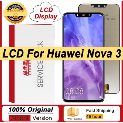 100% Original 6.3'' LCD with Frame for Huawei Nova 3 PAR-LX1 PAR-AL00 Display Touch Screen Digitizer Assembly Repair Parts