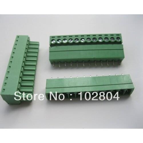 12 Pcs Per Lot Screw Terminal Block Connector 3.5mm 12 way/pin Green Pluggable Type HIGH Quality HOT Sale