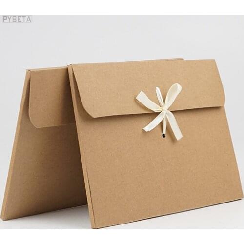 20pcs- 24*18*0.7cm Retro Kraft paper envelope gift box White paperboard Silk scarves tea packaging boxes