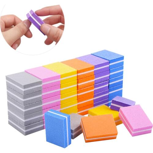 20pcs/lot Mini Nail File Blocks Colorful Sponge Nail File Buffer Block Buffing Sanding Professional Double Sided Nail Tools