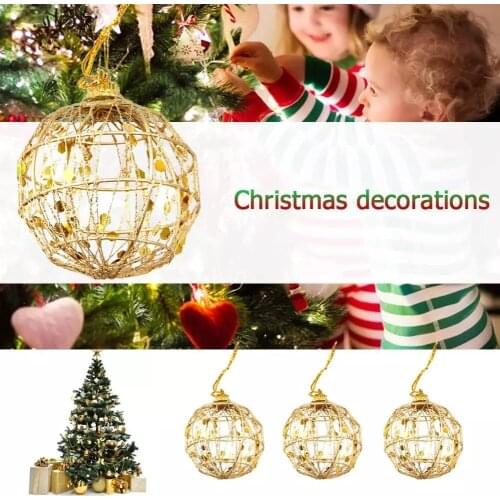 5Pcs Christmas Tree Hollow Ball 5cm/6cm Xmas Gold Ball Hanging Decoration/Party Festival Ornaments Home Decor Ornament