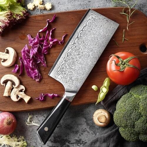 7 '' Meat Cleaver Knife High Carbon VG10 Damascus Stainless Steel Utility Cooking Chefs Kitchen Knives Sharp Slicing Butcher Gi