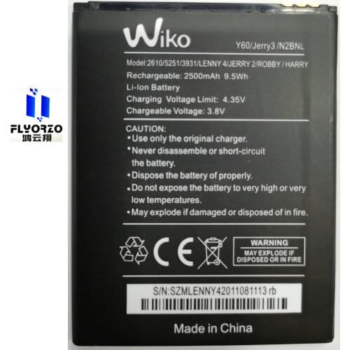 Brand new High Quality 2500mAh Wiko Battery For Wiko Y60 Jerry3 N2BNL 2610 5251 3931 LENNY4 JERRY2 ROBBY HARRY Mobile Phone