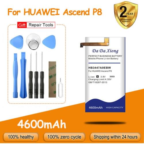 High capacity 4600mAh HB3447A9EBW Battery for Huawei Ascend P8 GRA-L09 GPA-UL00 CL00 TL00 UL10Replacement batteries + free tools