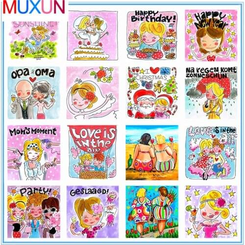 Muxun Full Round Diamond Painting 5D Blond Amsterdam Diamond Embroidery Cross Stitch Drill Rhinestone Diamond Mosaic Girl Ep191