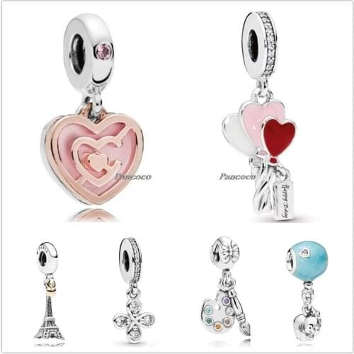 Authentic 925 Sterling Silver Cute Artists Palette With Crystal Pendant Charm Bead Fit Pandora Bracelet & Necklace Jewelry