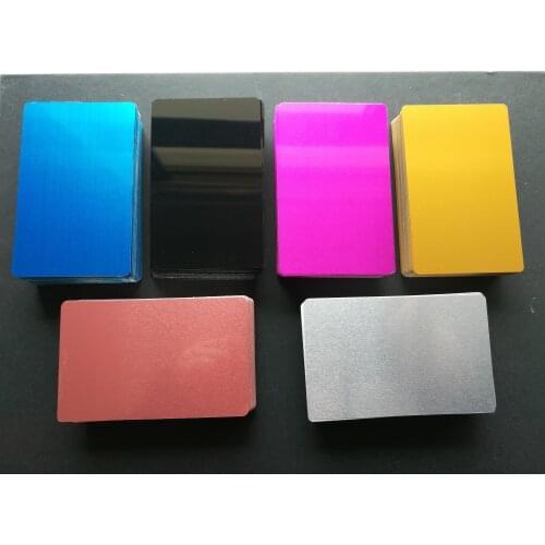 Free Shipping 50pcs 0.2 mm-0.45mm Laser Metal Name Card Blank Sublimation Business ID Card Heat Press printing 6colors available