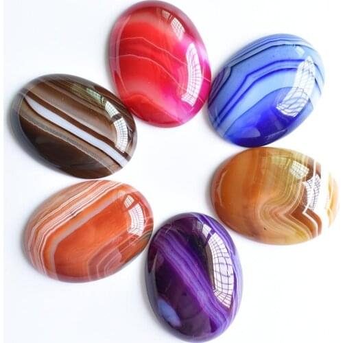 Free shipping 6pcs/lot Wholesale 30x40mm natural mixed stripe onyx Oval CAB CABOCHON beads for jewelry accessories making