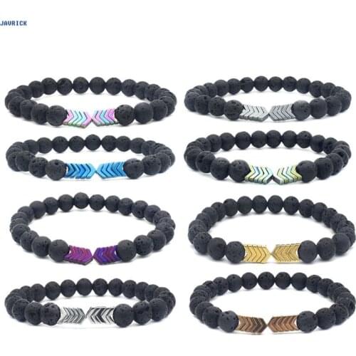 JAVRICK Volcanic Lava Stone Essential Oil Diffuser Bracelets Magnet Arrow Beads Bracelet Hot