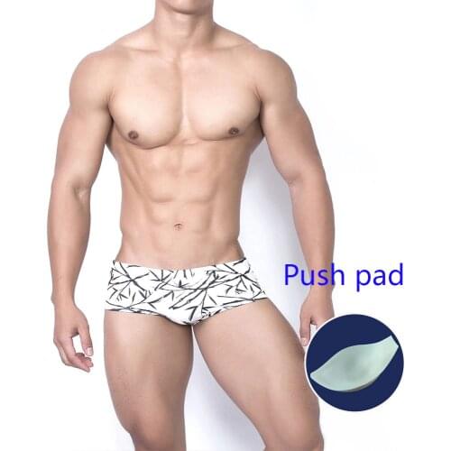 Mens Bikini Bottoms Summer Beach Swimming Shorts New Mens Trunks Male Swimwear Gay Swimming Panties Swimsuit with Push Pad