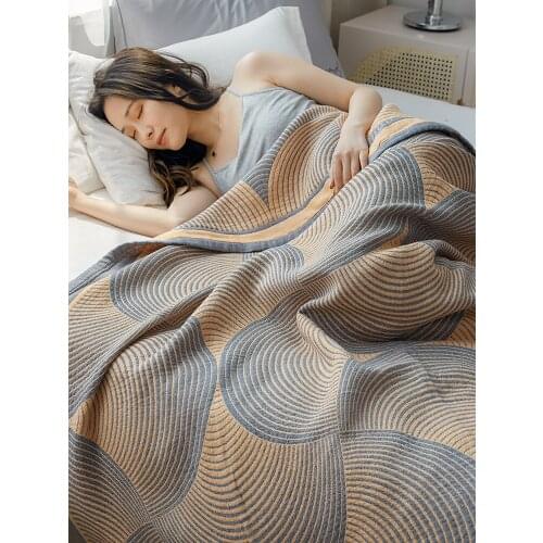 Gauze towel blanket four layers of cotton blanket double blanket nap blanket office air conditioning blanket