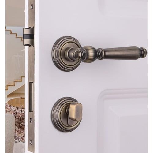 Home European Door Handle Lock Interior Silent Security Door Lock Bedroom Zinc Alloy Mute Lockset Furniture Hardware Supplies