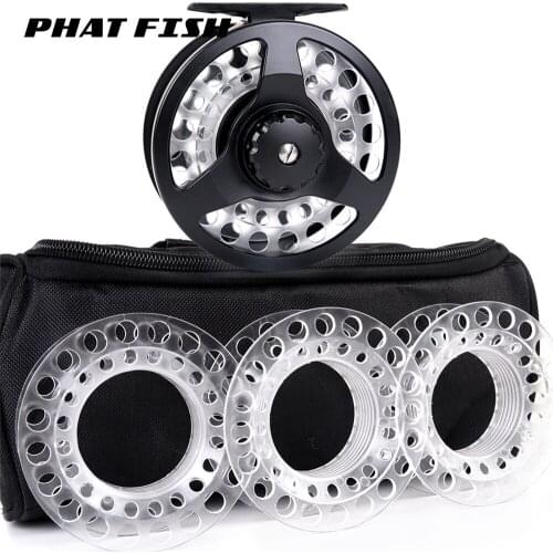 PHAT FISH Fly Reel #5/6 #7/8 Die Casting Aluminum With 3 Extra Plastic Cassette Spools Fly Fishing Reel