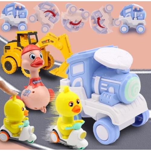 Classic Pull Back Press Rolling Train Children Wind Up Toys Lot Kids Baby Toy for Toddlers 2 To 3 Years Old Boys Girls Cars Duck
