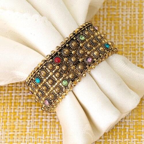 10pcs Creative zinc alloy blue rhinestone napkin buckle hotel box table decoration napkin ring