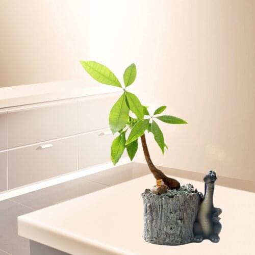 Cute Resin Dinosaur Flower Pot with Drainage Hole Small Plants Animal Planters Home Bonsai Pot Crafts Gifts