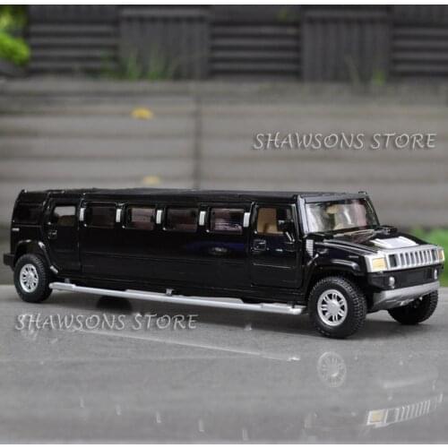 1:32 Scale Diecast Car Model Toys Pull Back For Hummer H2 Stretch Limousine Miniature Replica W/ Sound Light