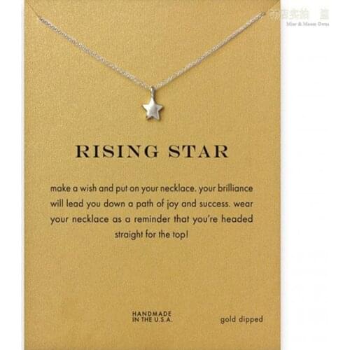 Fashion New Style Five-Pointed Star Wish Card Pendant Necklace Dold Silver Jewelry Statement Clavicle Necklace Women Jewelry