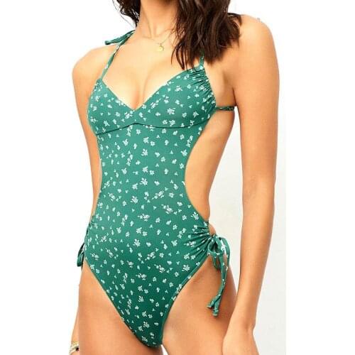 2020 New One-piece Swimsuit Green Polka Dot Sexy Backless Bikini One-piece Swimsuit Women