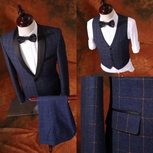 Slim Fit Groom Tuxedo 8 Styles Groomsmen New Arrival Wedding/Dinner Suits Best Man Bridegroom (Jacket+Pants+Vest) BF2