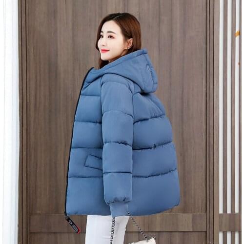 Fad Womens Winter Long Parkas With Zipper Hooded Solid Jacket Women Plus Size Loose Cotton Padded Casual Thick Coat Female