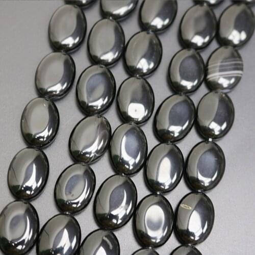Wholesale Charms 22Pcs Oval Shape Black Onyx Stone Beads 13X18mm Created DIY Accessory Parts For Jewelry Making