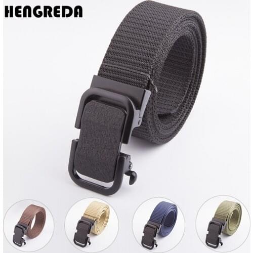 Automatic Buckle Male Belt Nylon Canvas Army Military Tactical 2021 Black Female Waist Belts for Women Men Ladies Jeans Designer